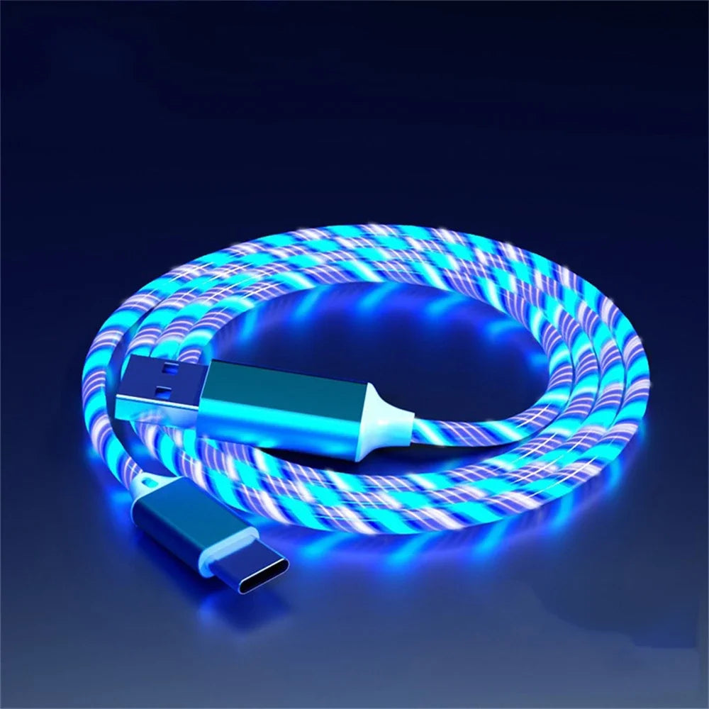 Glowing LED Light USB 3 IN 1 cable Fast Charging. Type C by Diesel Diamond