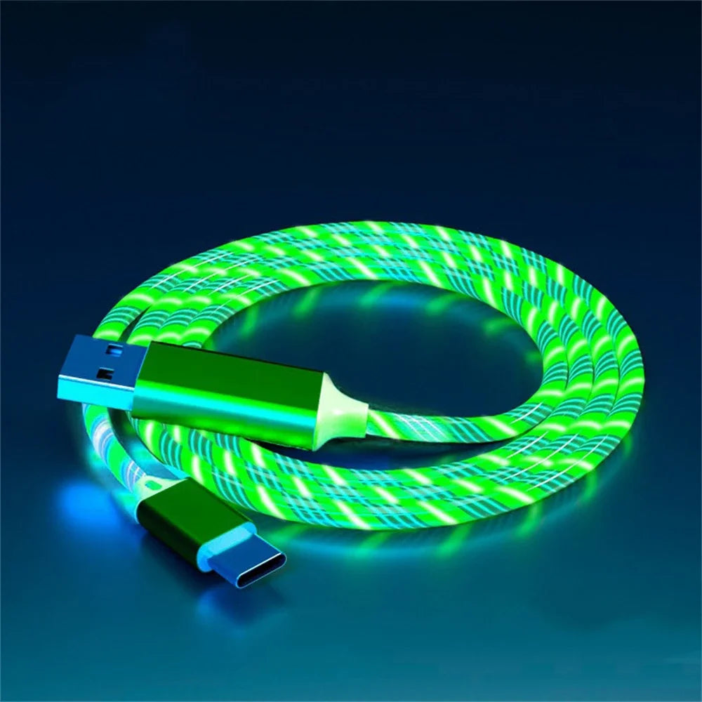 Glowing LED Light USB 3 IN 1 cable Fast Charging. Type C by Diesel Diamond