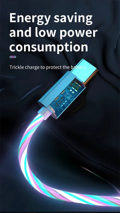 Glowing LED Light USB 3 IN 1 cable Fast Charging. Type C by Diesel Diamond