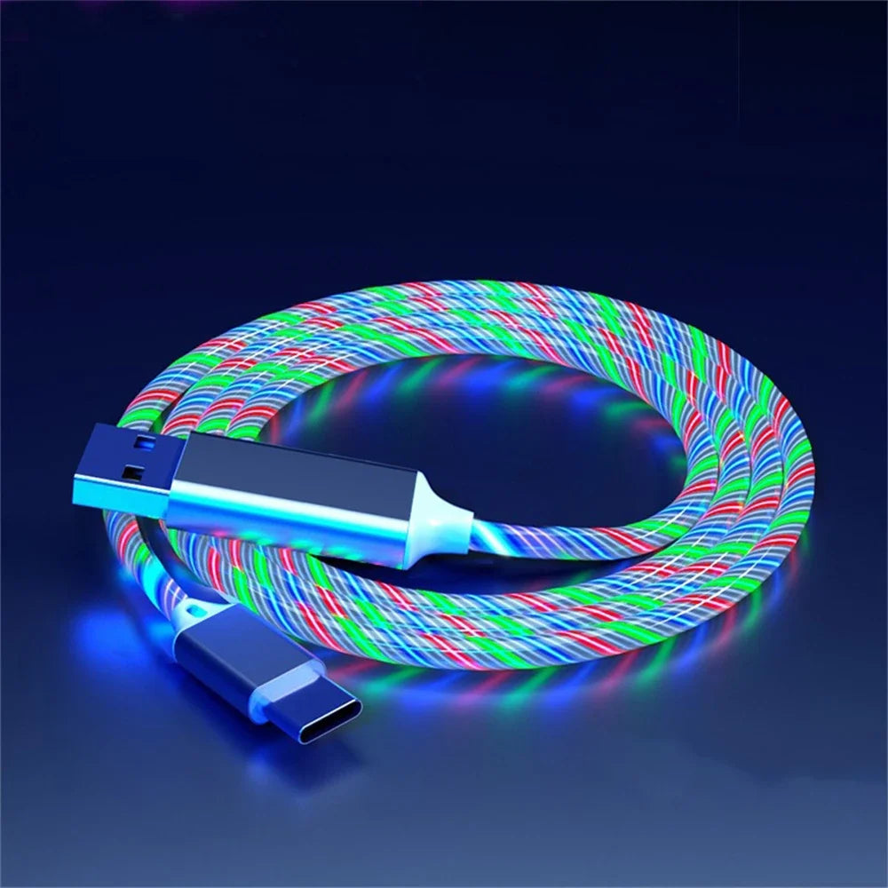 Glowing LED Light USB 3 IN 1 cable Fast Charging. Type C by Diesel Diamond