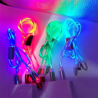 Glowing LED Light USB 3 IN 1 cable Fast Charging. Type C by Diesel Diamond