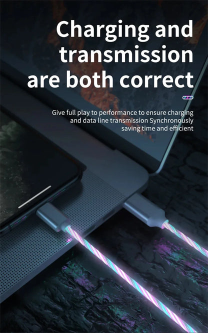 Glowing LED Light USB 3 IN 1 cable Fast Charging. Type C by Diesel Diamond