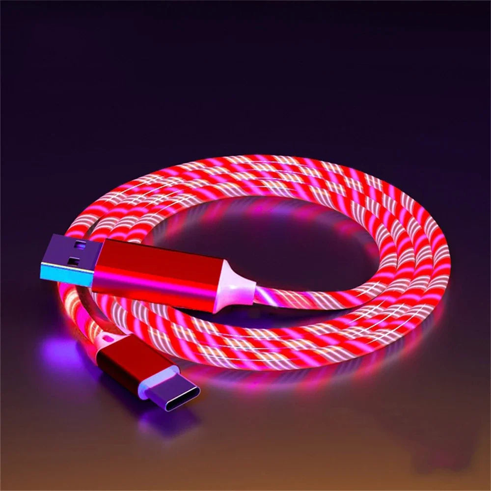 Glowing LED Light USB 3 IN 1 cable Fast Charging. Type C by Diesel Diamond